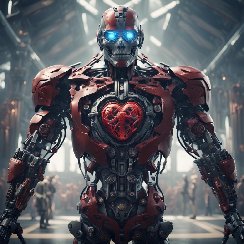 Man with Robotic Heart: Detailed Matte Painting