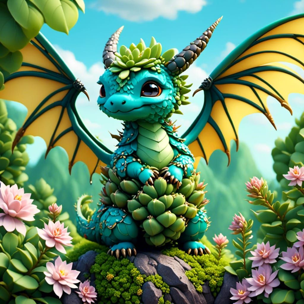 Chibi Succulent Dragon with Adorable Scales