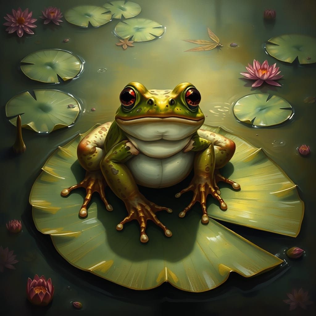 Frog on lily pad (1)