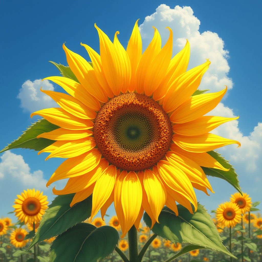 Vibrant Sunflower in Dreamlike Fantasy Painting
