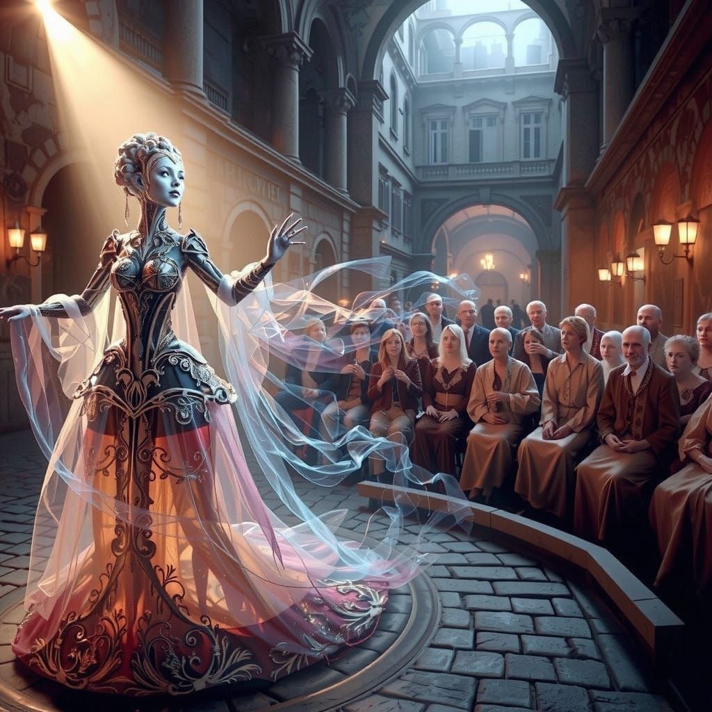 Ethereal Biomechanical Diva at Medieval Intersection