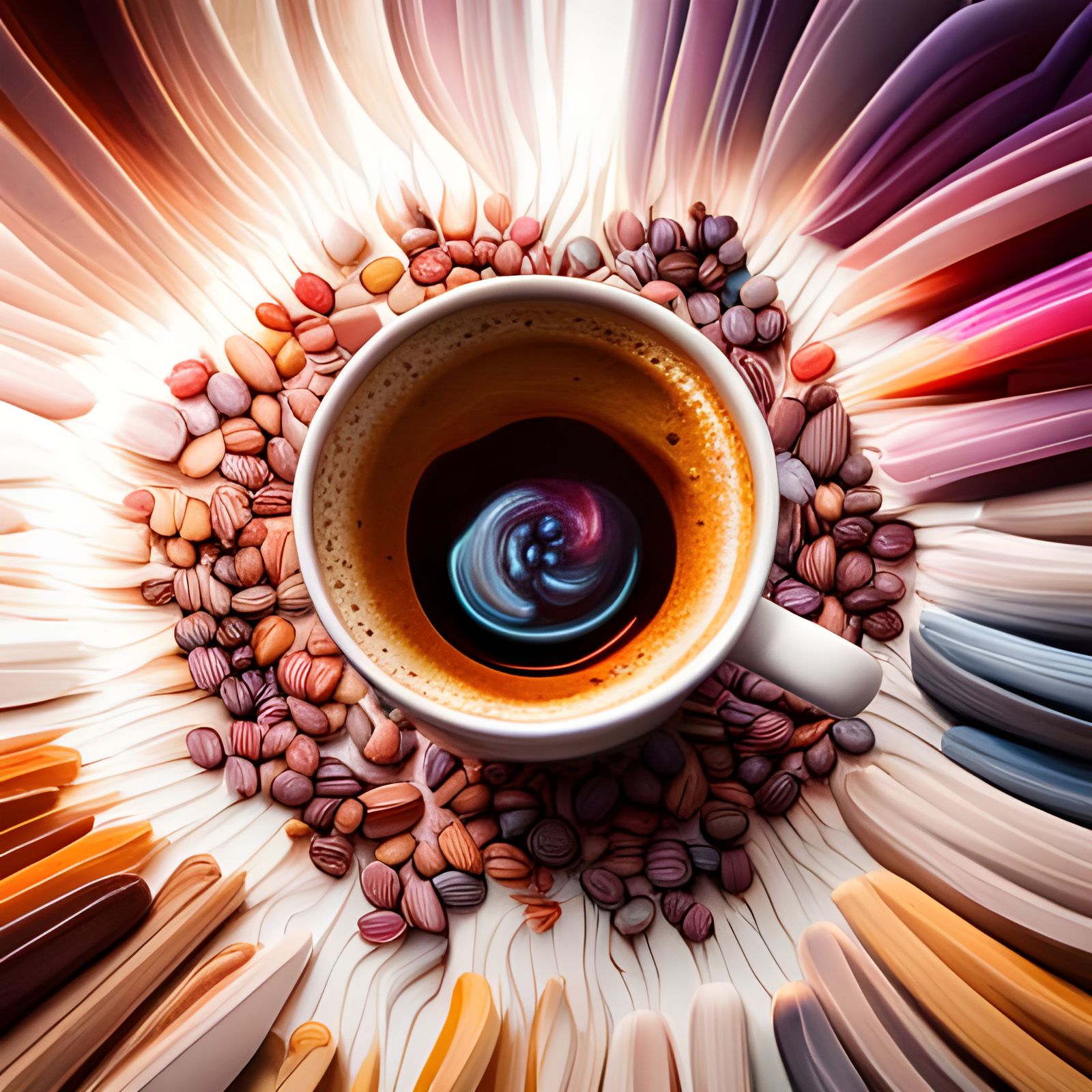 Kaleidoscopic Coffee Concept Design in Mosaic Style
