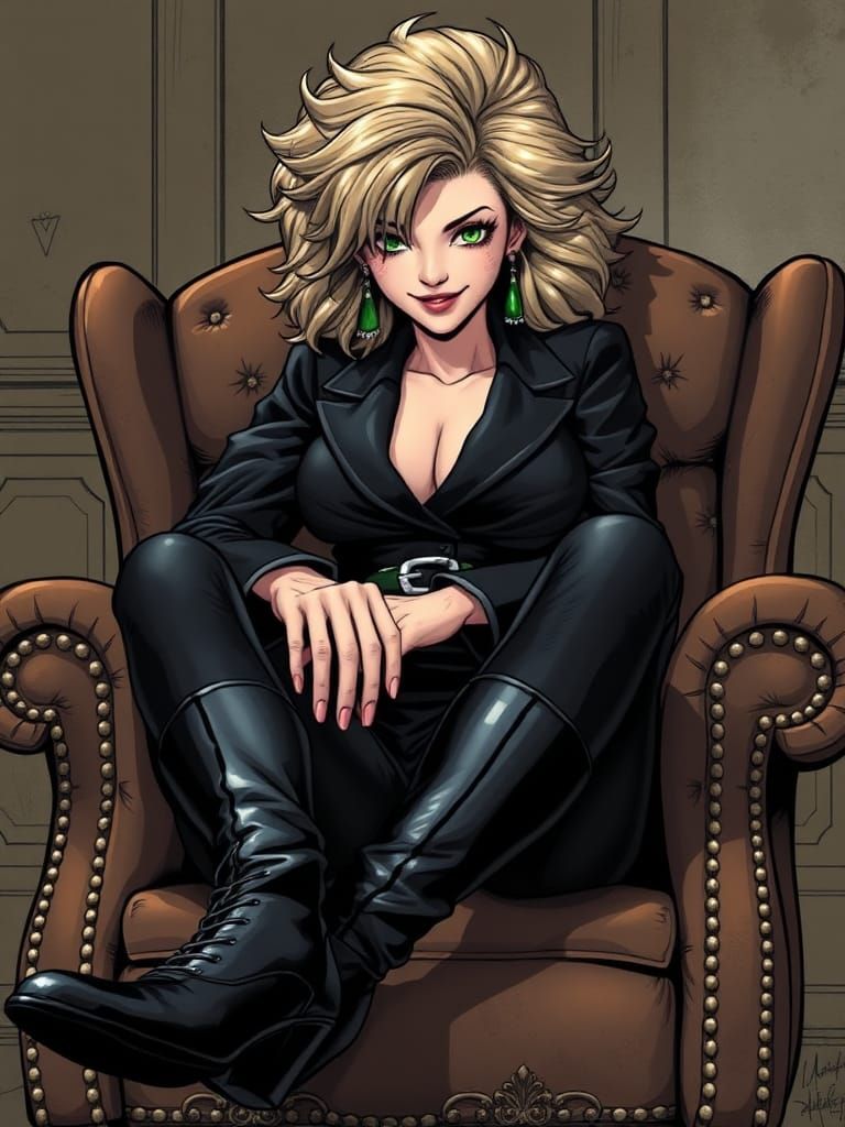 Beautiful Woman in Armchair: Comic Book Art
