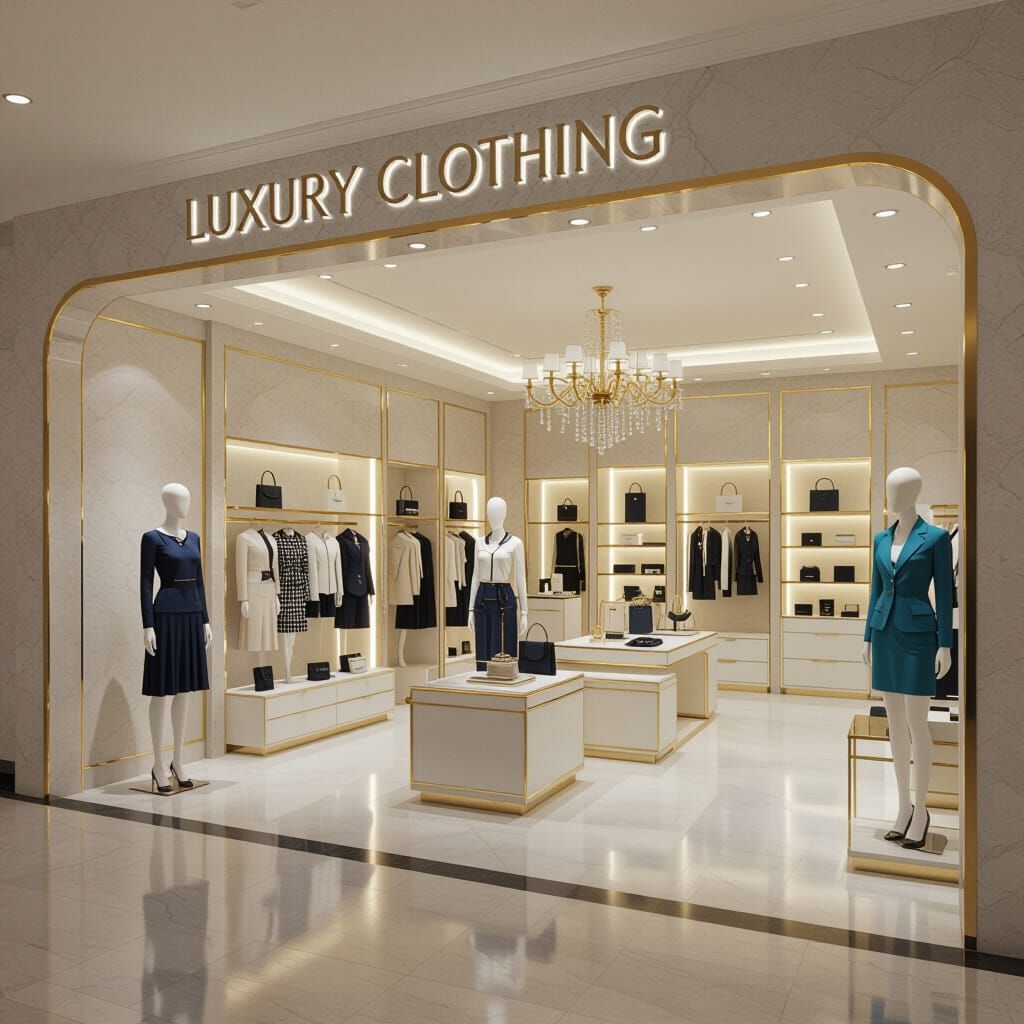 Luxury Clothing Store Model in High Fashion