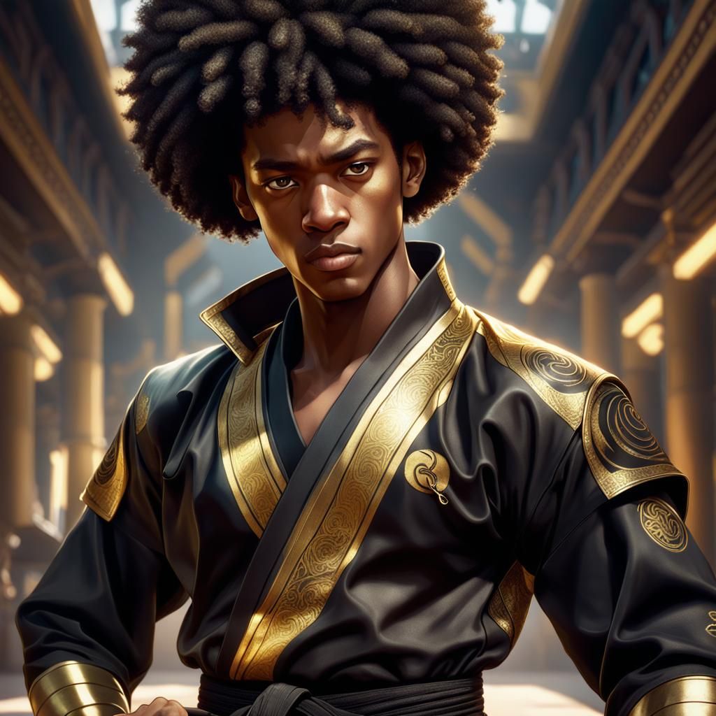 Teenage Martial Artist Portrait in Hyperdetailed Style