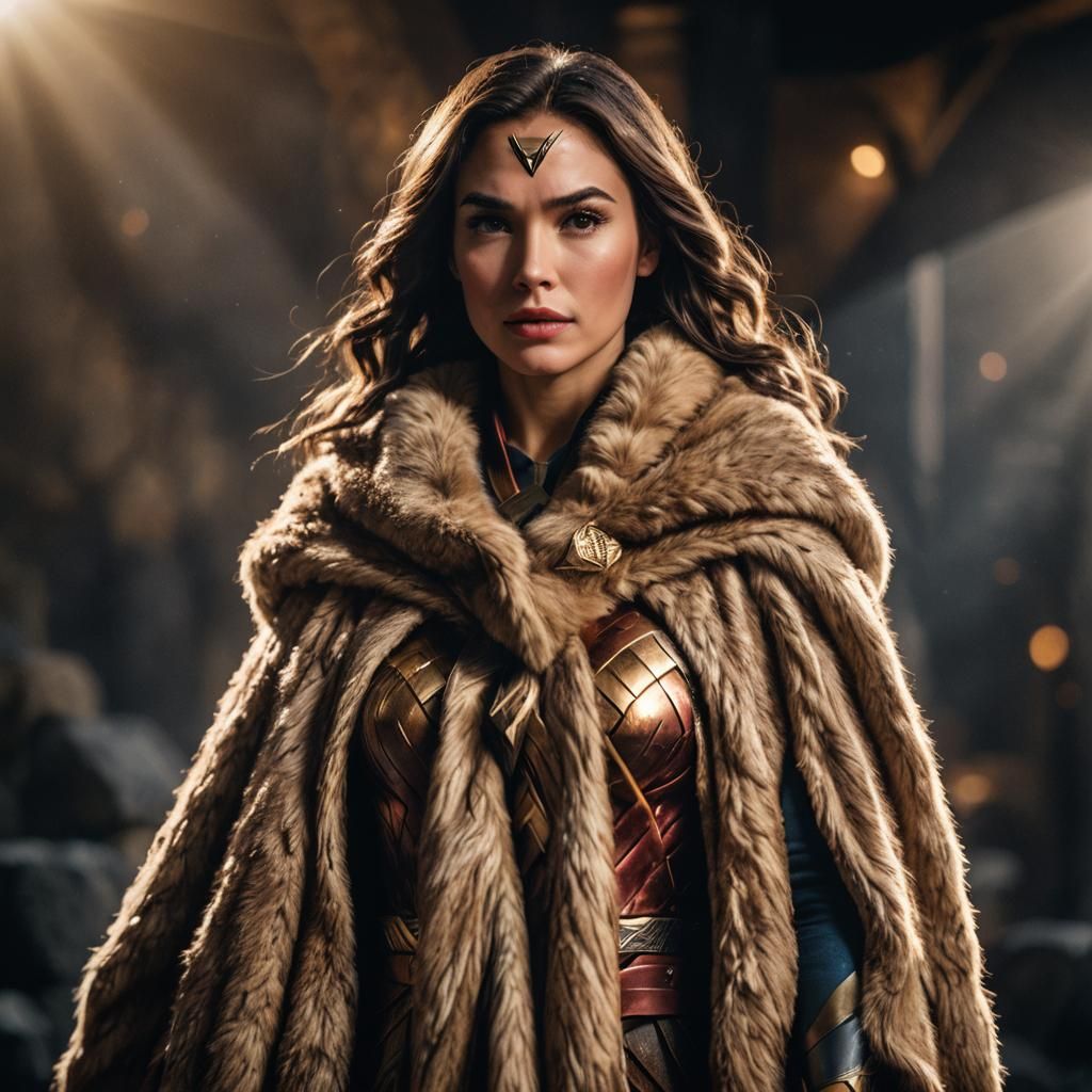 Wonder Woman in Fur Poncho: High-Fashion Photography