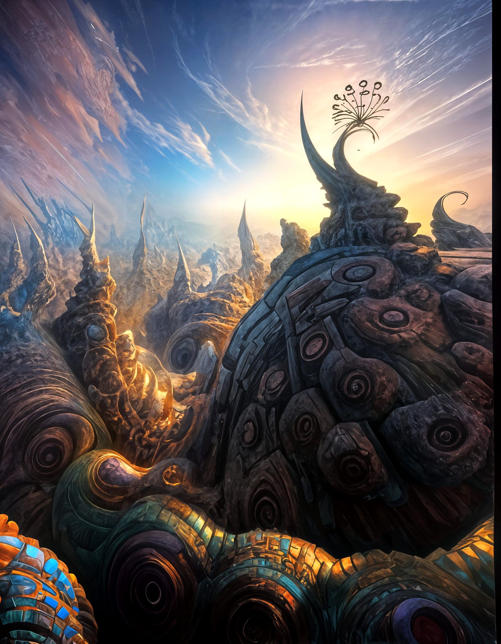 Intricate Geometric Abstract in Polychromatic Hyperrealism