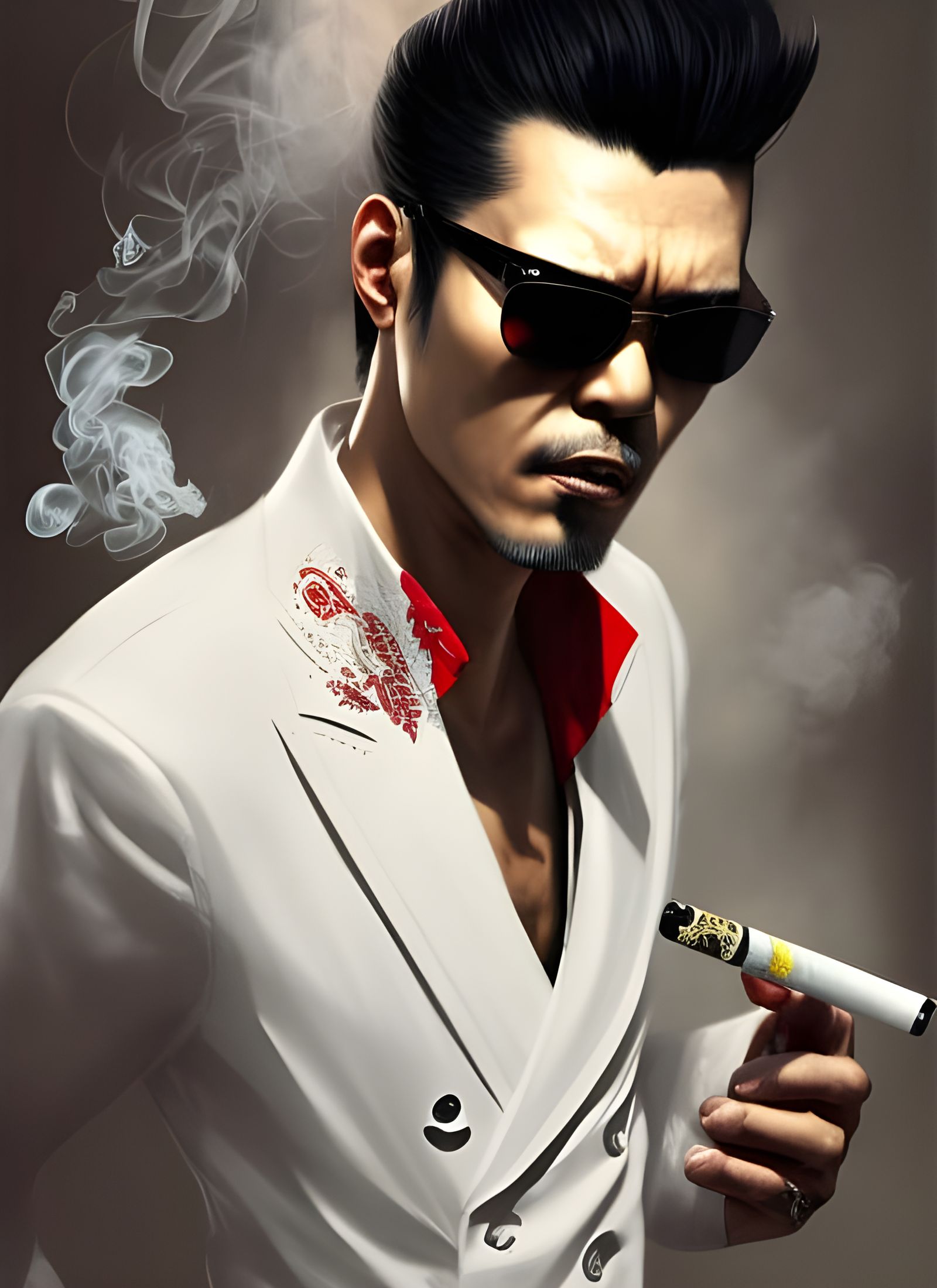 Yakuza Gangster Portrait in Hyperdetailed Digital Art