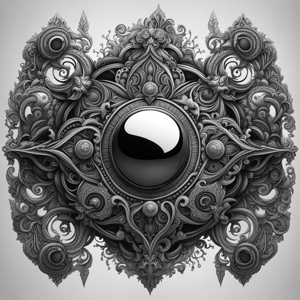 Monochrome Symmetrical Line Art Sticker in 8k