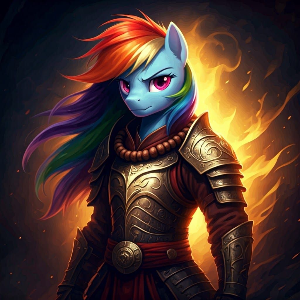 Dark Fantasy Fighter Monk in Vibrant Armor