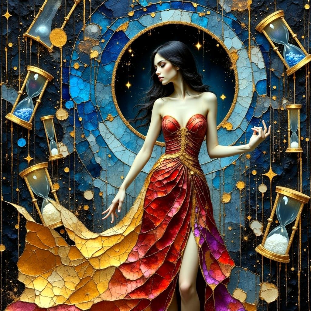 Ethereal Moment of Unfettered Love in Deep Blues and Golds