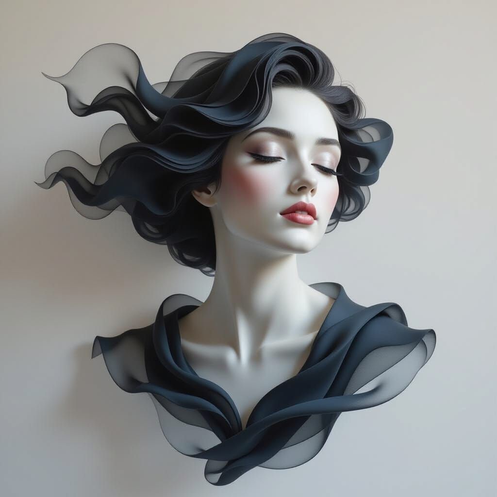 Smoke Sculpture Portrait of a Dancing Woman