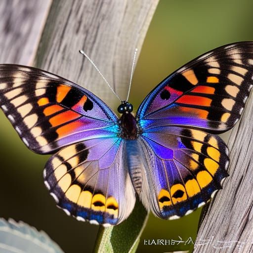 Iridescent Vanessa Atalanta Butterfly in Watercolor Style