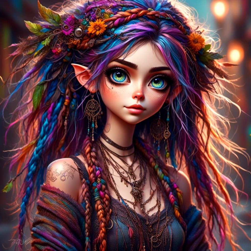 Bohemian Woman with Expressive Eyes on Magical Campus