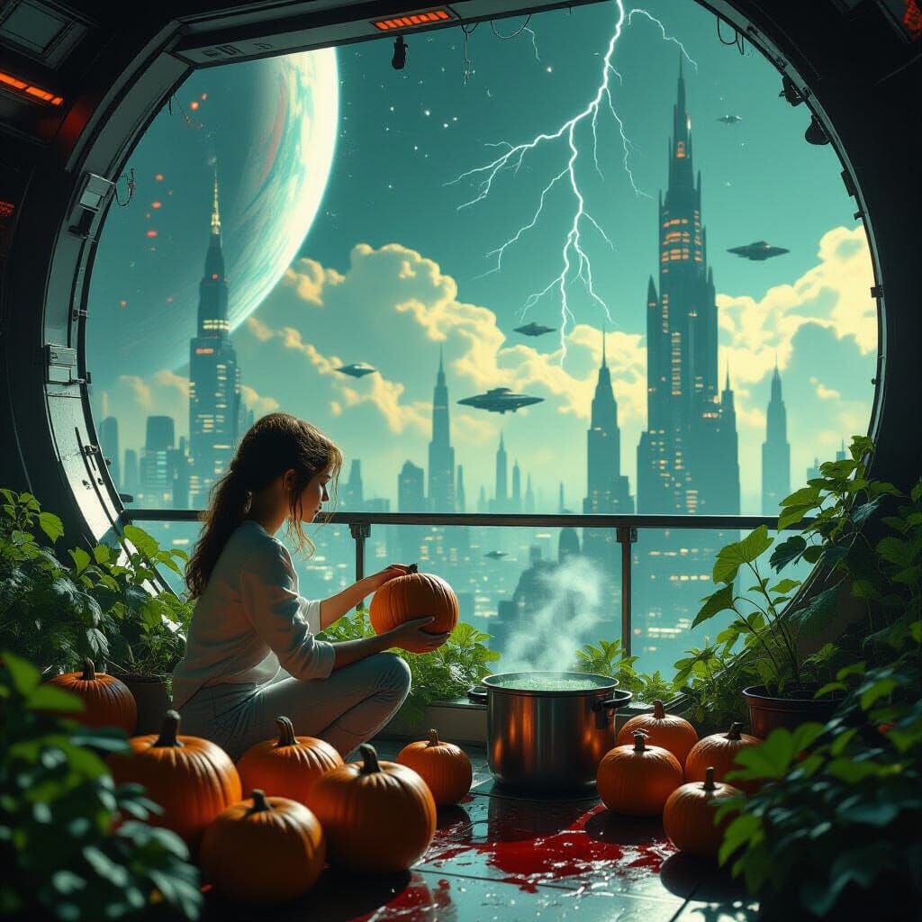 Eerie Space Station Garden Harvest Cinematic Film Still