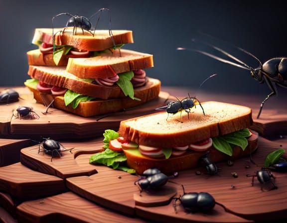 Futuristic Insect Sandwich with Sci-Fi Details