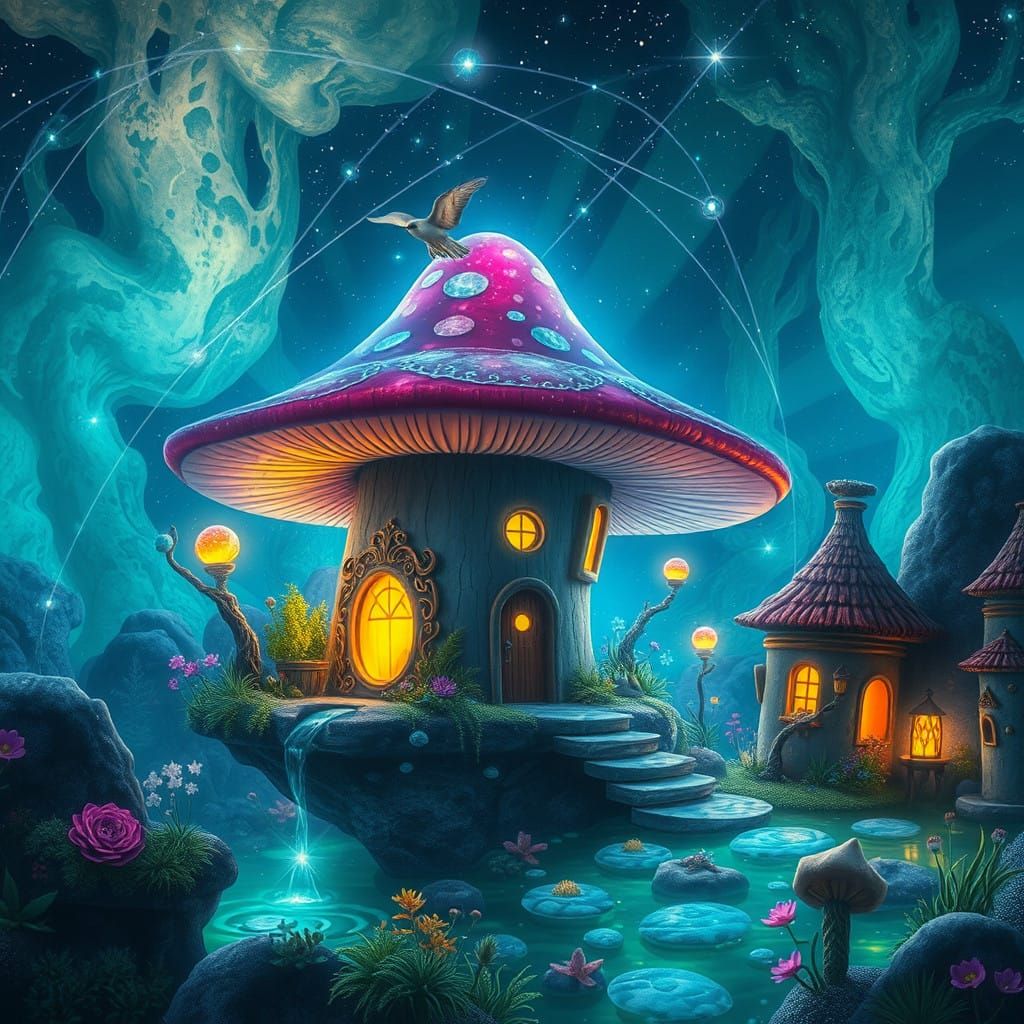 Fairy Mushroom Palace in Luminous Underwater Realm