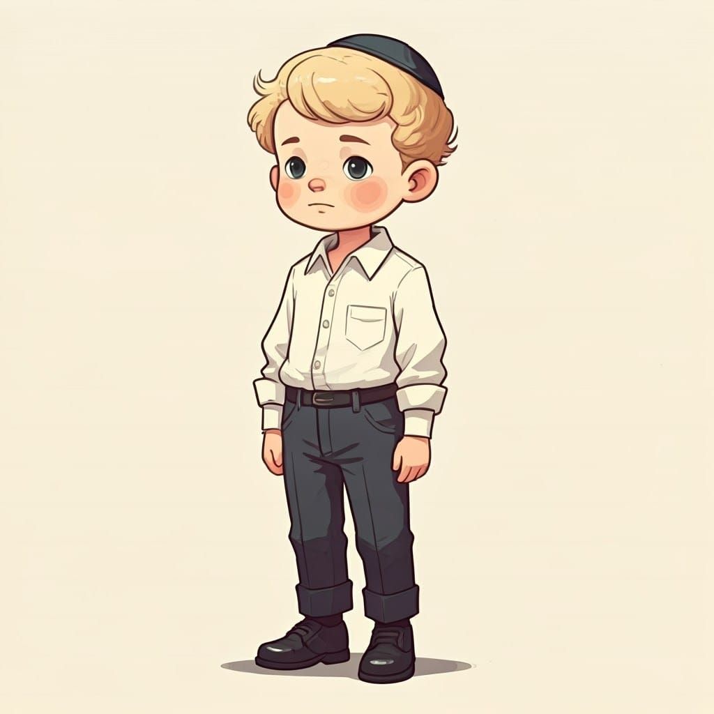 Ultra-Orthodox Child Portrait in Children's Book Style