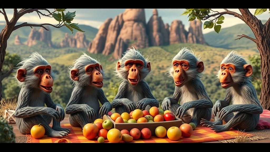 Mischievous Baboons Enjoy a Colorful Picnic in the Magaliesb...