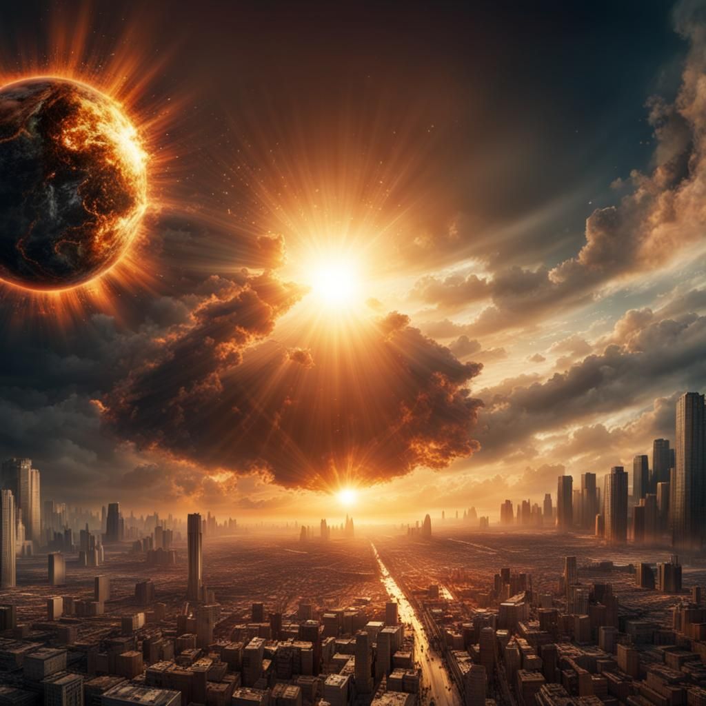 Photorealistic Sun Explosion Viewed from Earth