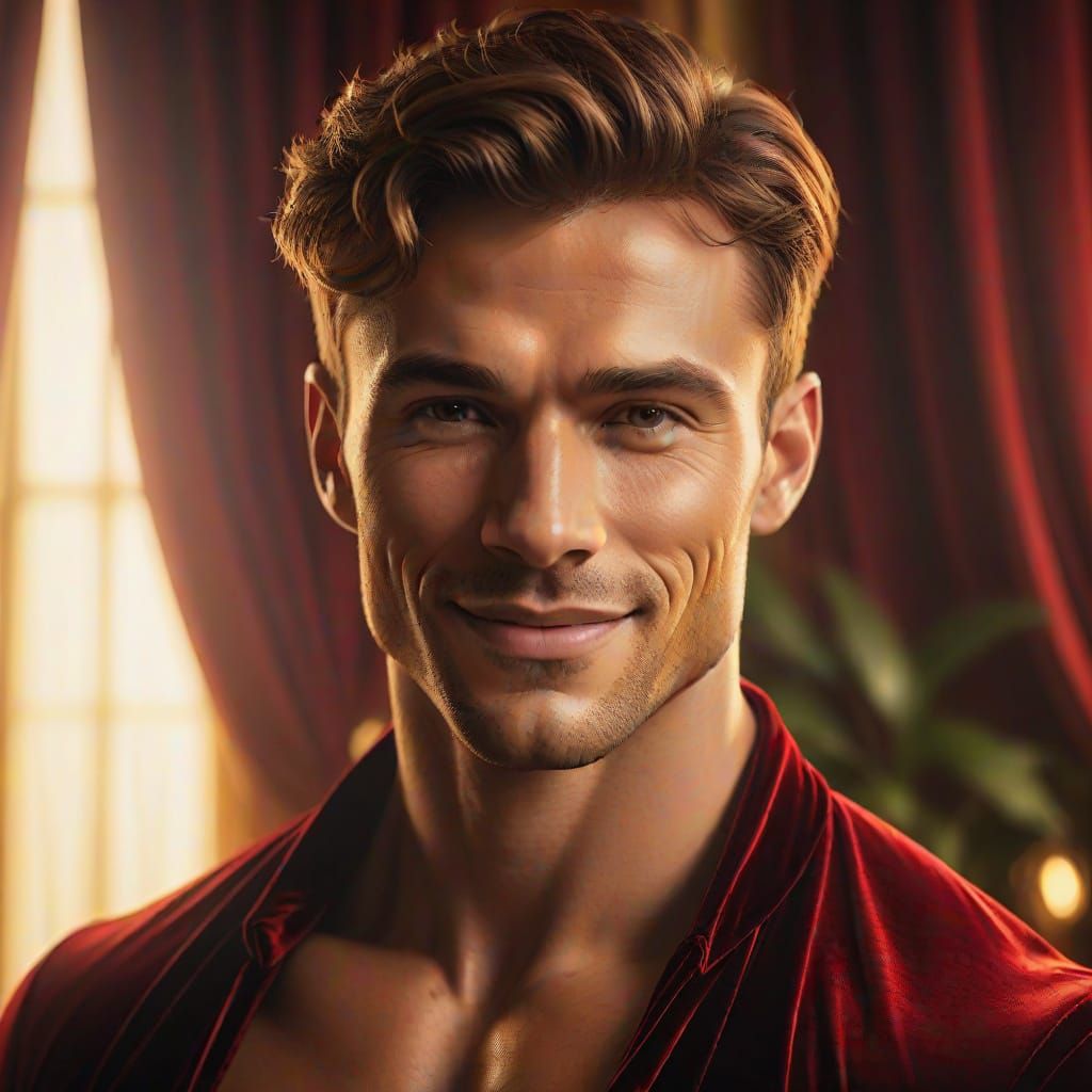 Charming Man of Desire in Rich Velvet Surroundings
