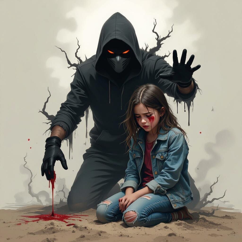 Masked Figure Unleashes Shadows: A Dark Fantasy