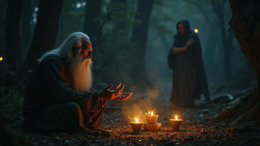 Ancient Forest Shrine Warning in Cinematic 2D Animation