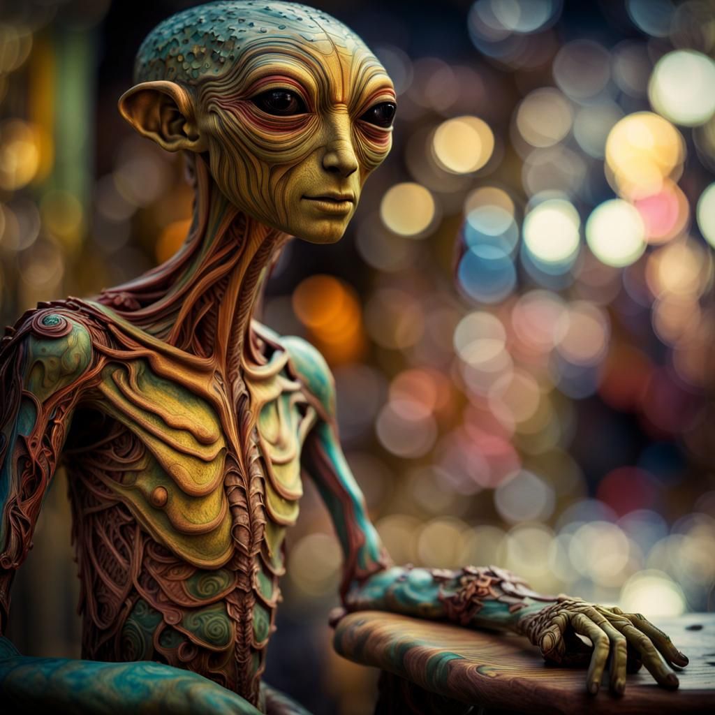 Photorealistic Aliens in Exotic Fashion: Detailed Portrait