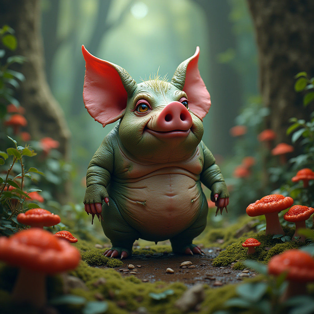 Goblin Pig in Mystical Realm, Digital Matte Painting