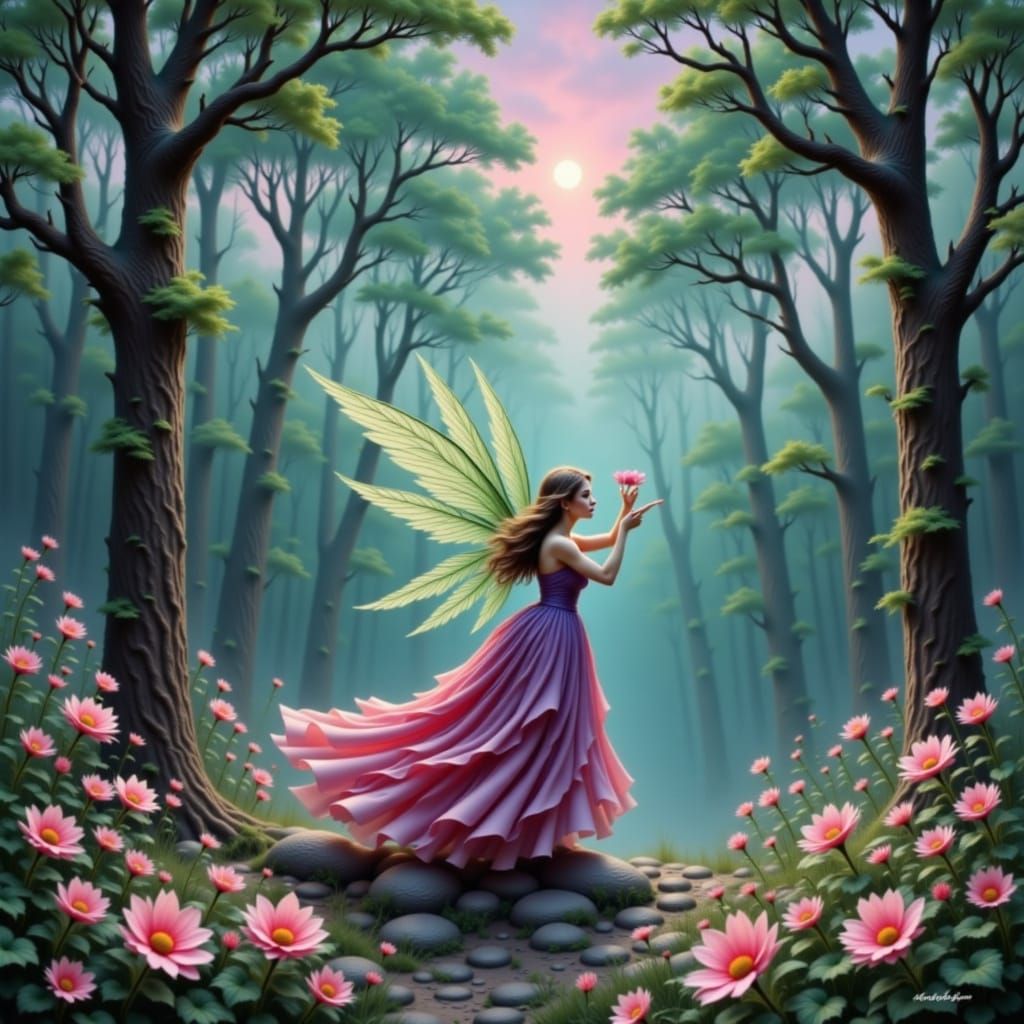 Tender Angel Among Vibrant Hues