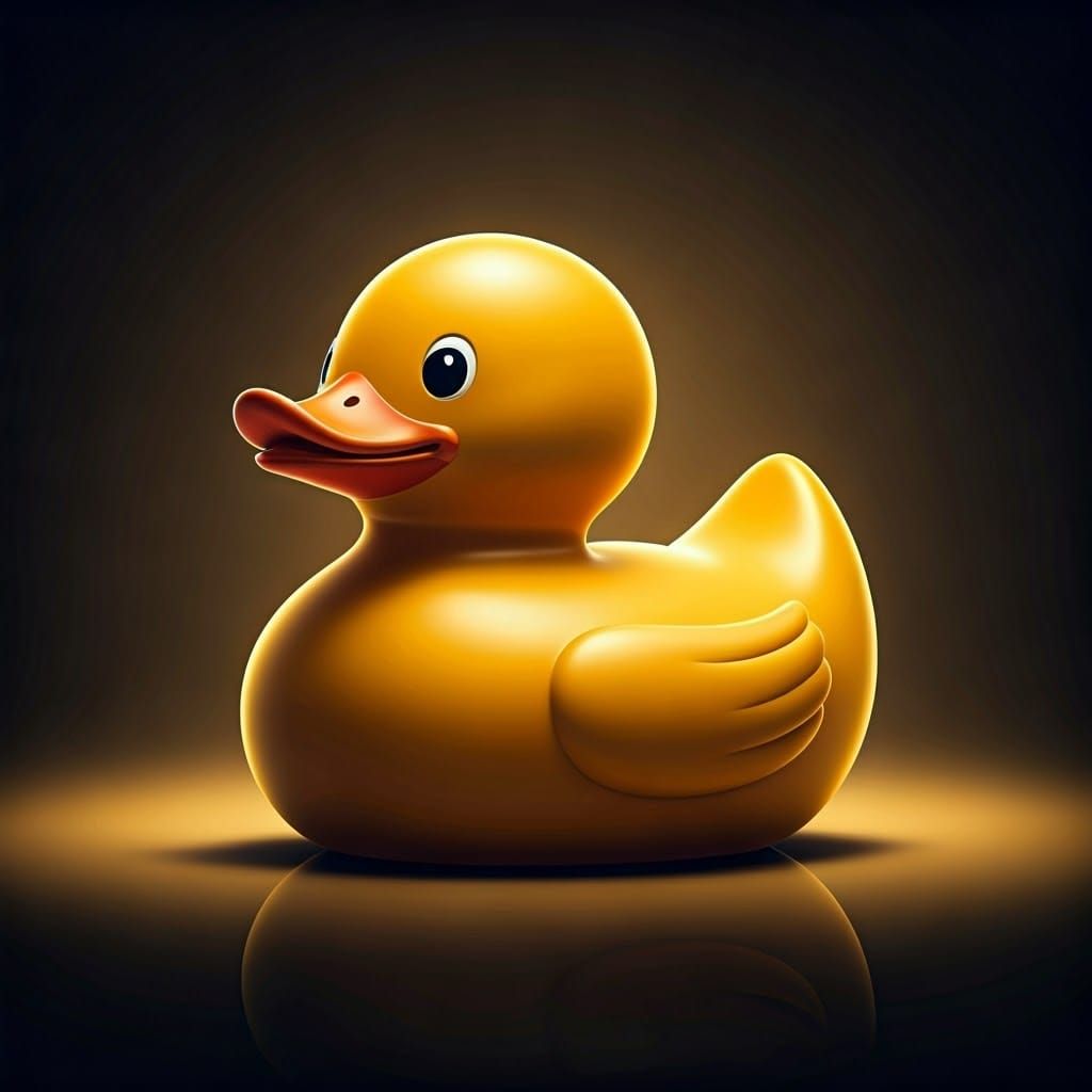 Glossy Yellow Rubber Duck in 3D Digital Watercolor