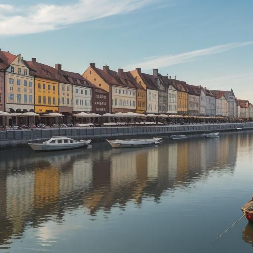 Picturesque Town on the Vistula River in Sunlight
