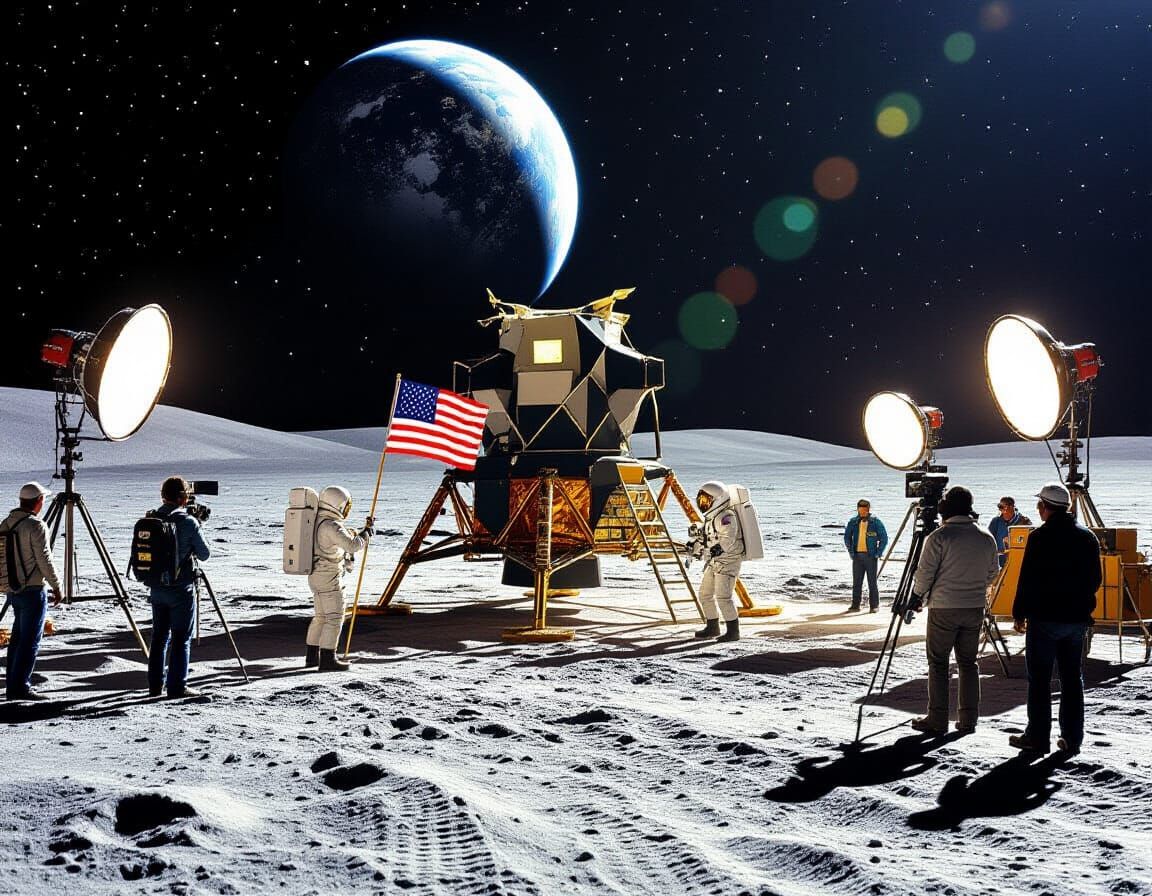 Apollo Moon Landing Filmed on Earth Set