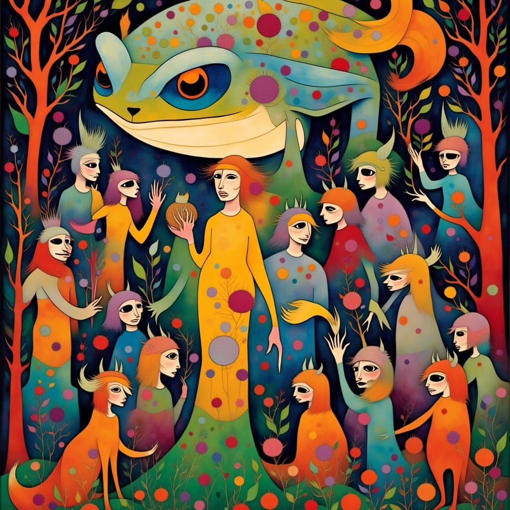 Toad and Fox Wedding in Fauvist Style