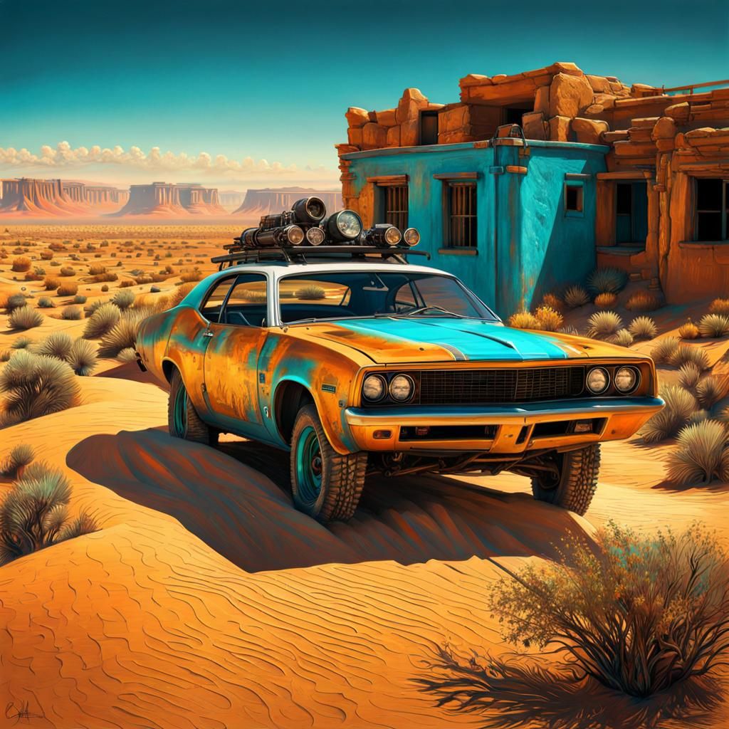 Post-Apocalyptic Desert Cat Landscape in 8k