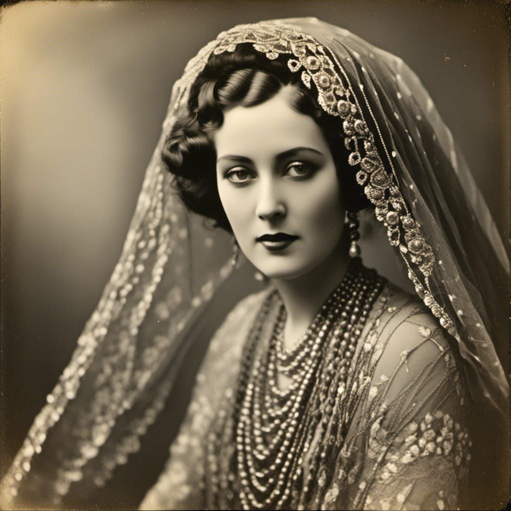 Gloria Swanson Veiled Portrait in Pictorialist Style