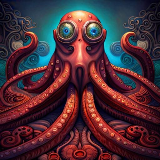 Steampunk Octopus in Industrial Dreamscape
