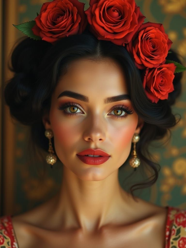 Floral Portrait Inspired by Art Nouveau Masters