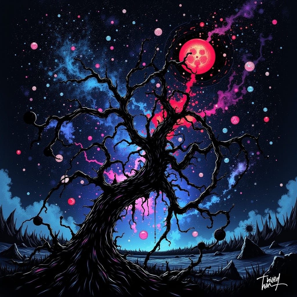 Stellar Night Sky in Twisted Ink Style