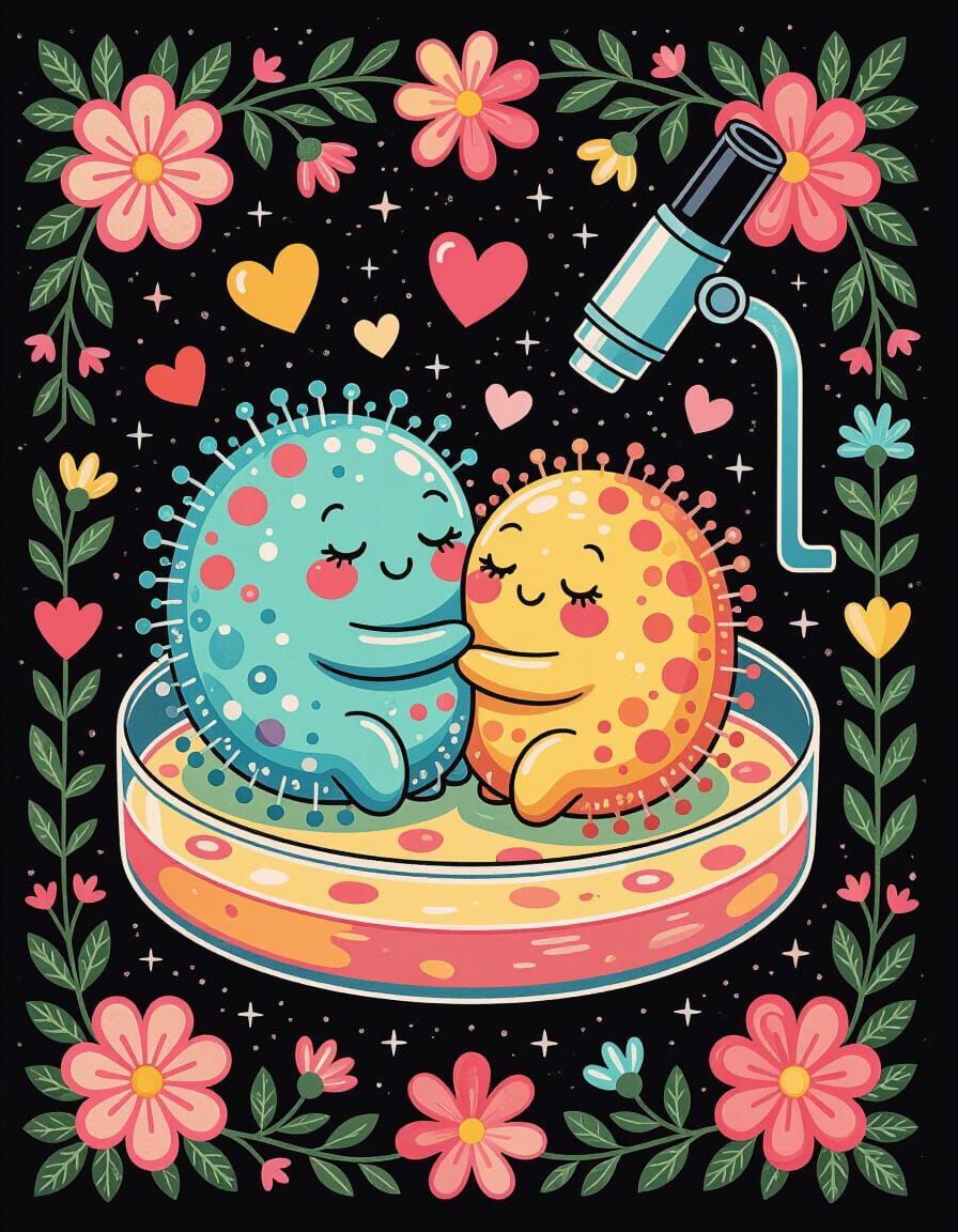 Pastel Microbes Cuddle in Palestine Petri Dish