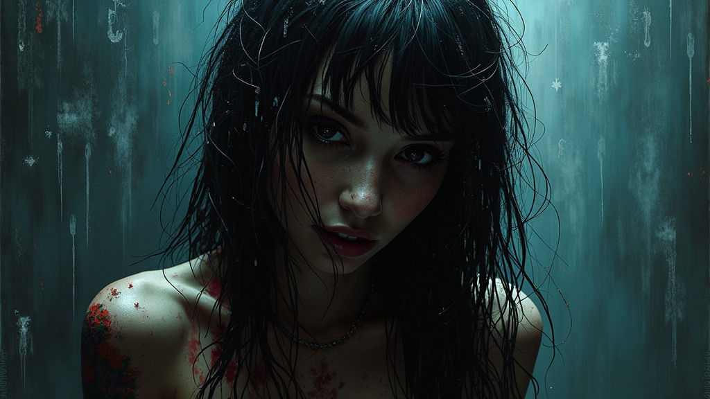 A Female Death Black Metal Icon in Ominous Darkness