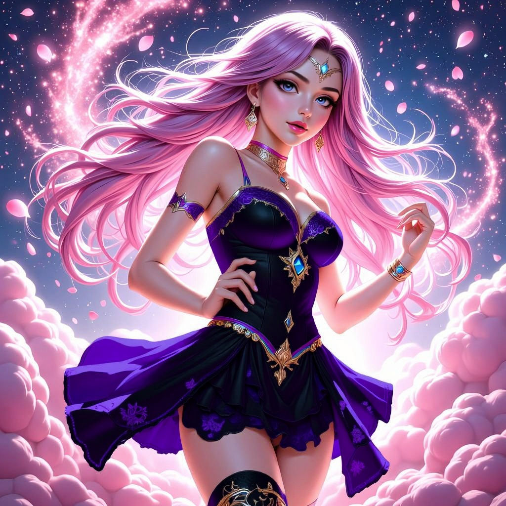 Magical Girl Transformation with Cherry Blossoms and Light E...