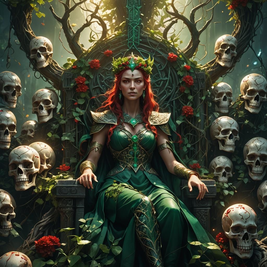 Goddess of Life and Death on Skull Throne