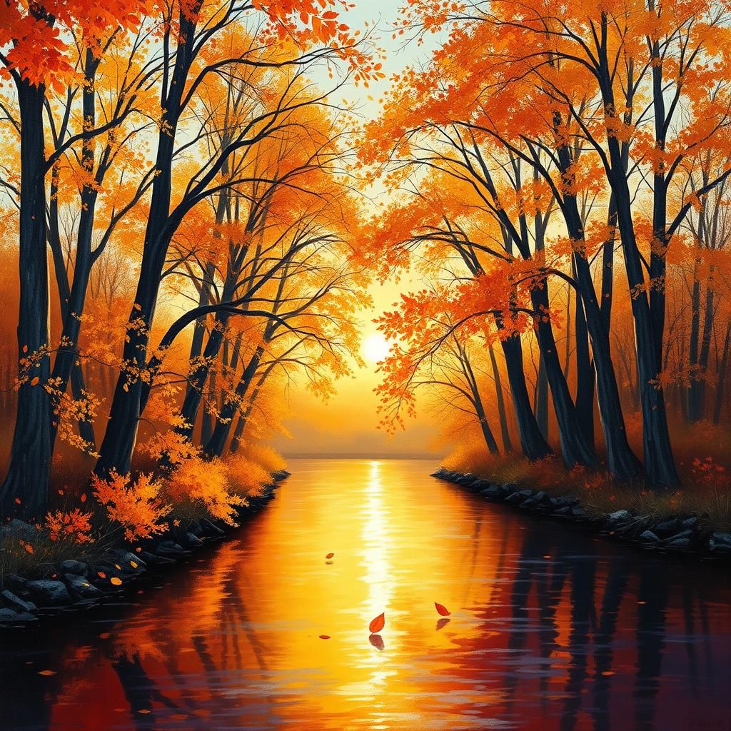 A breathtaking autumn landscape at sunset