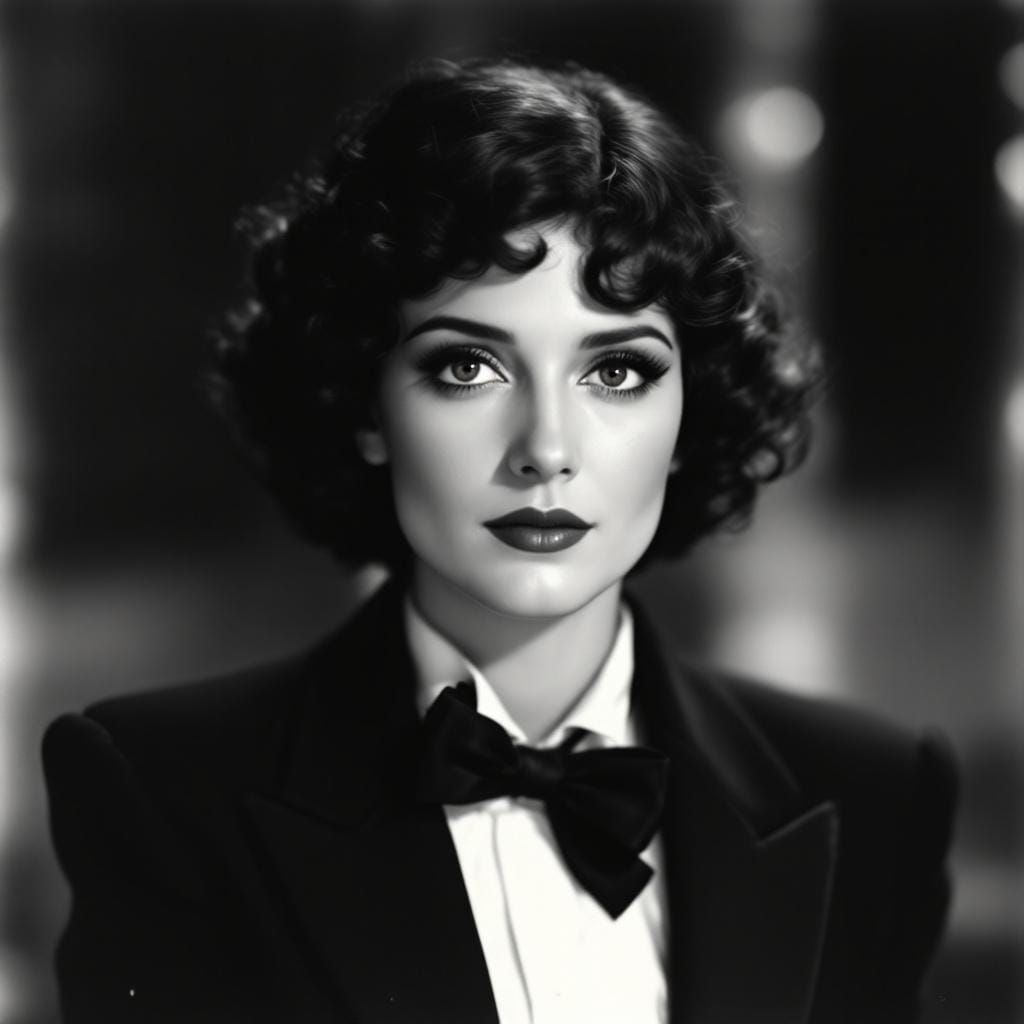 Glamorous 1920s Actress in Tuxedo Portrait