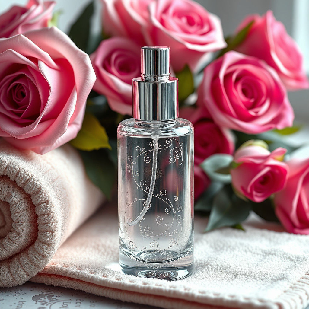 Opulent Skincare Serum with Roses in Dreamlike 3D