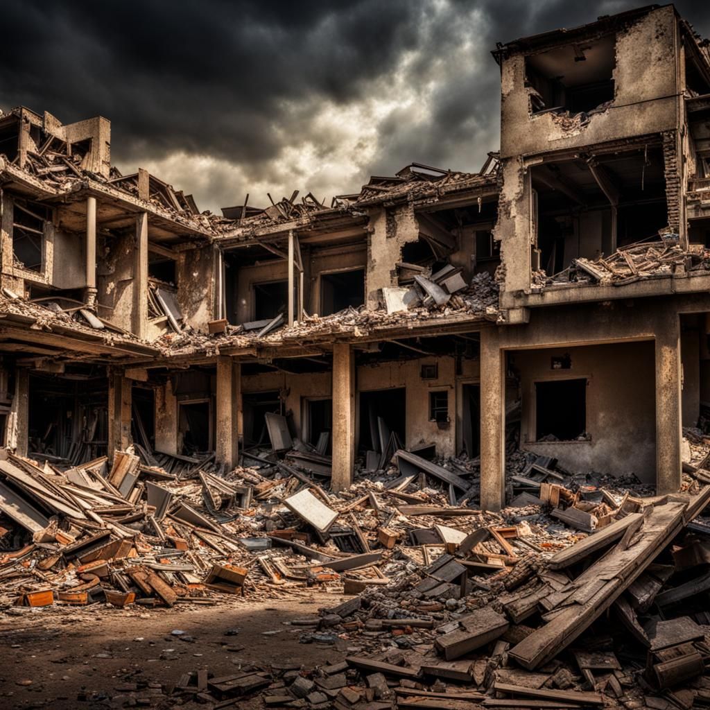 War's Material Destruction: Hyperrealistic HDR Image