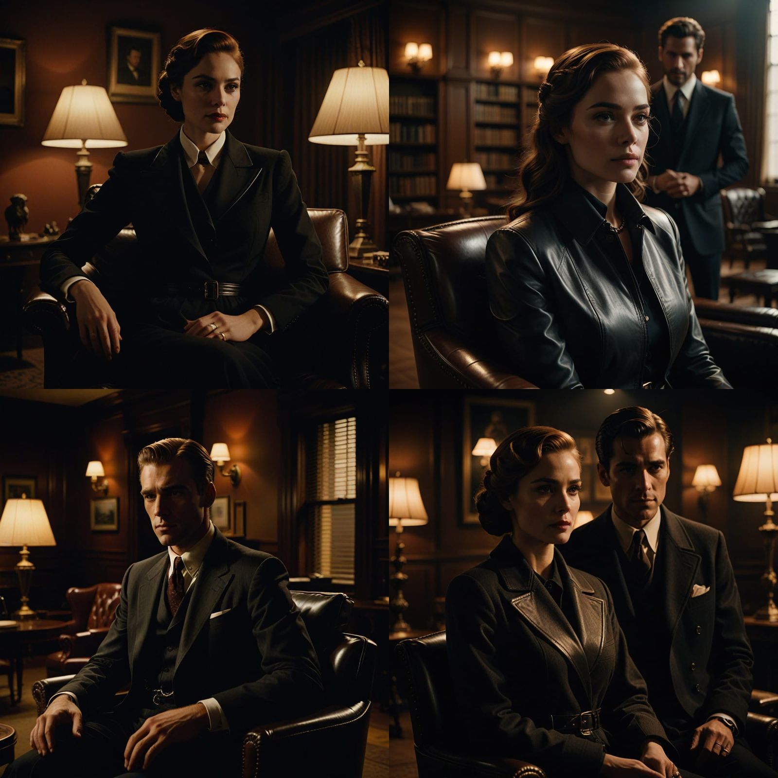 Atmospheric Film Still of Mysterious Woman and Handsome Man