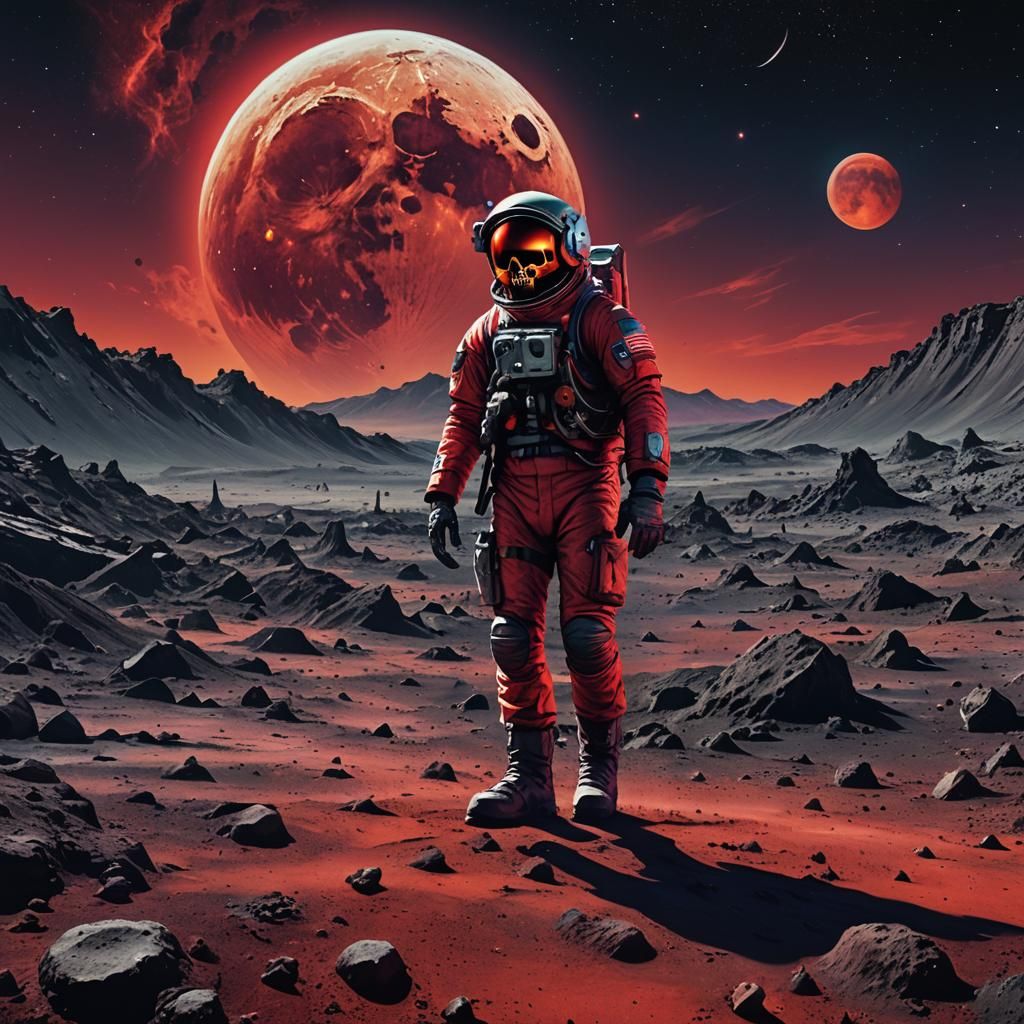 Lunar Walker in Space Horror Digital Art