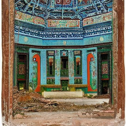 Abandoned Temple in Style of Serebriakova and Warhol